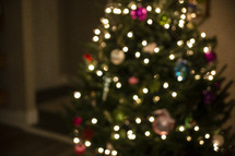 Blurry Christmas tree with lights