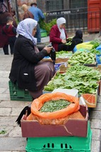 vendors selling produce on the streets of Jerusalem 