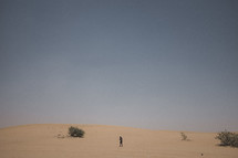 person walking through a desert 
