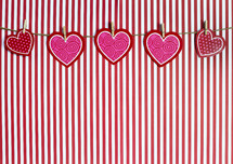 hearts banner and striped background 
