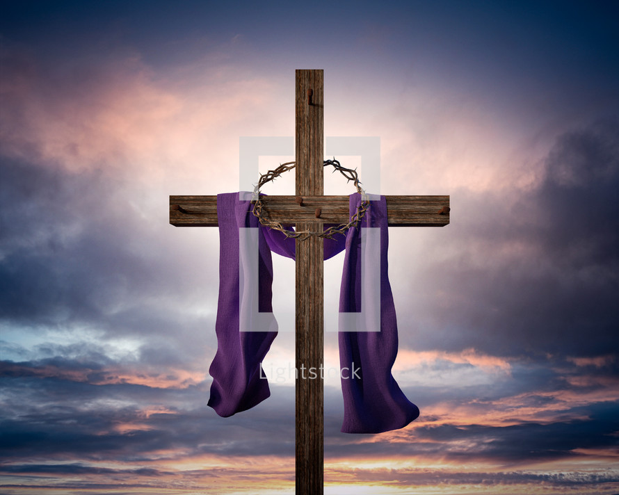 purple shroud on a cross 