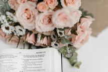 open Bible and flowers 