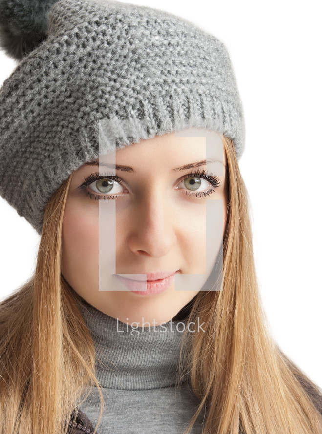 Woman in a winter hat.