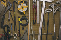 tools on a peg board