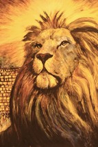 Painting of a male lion 