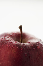 water droplets on an apple.