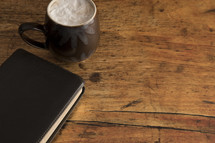 Bible cover and latte 