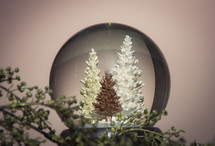 snow globe with Christmas trees 