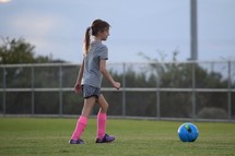 girls playing youth soccer 