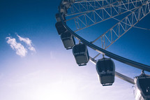 Ferris wheel against blue sky background