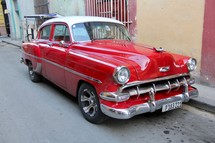 red vintage car 