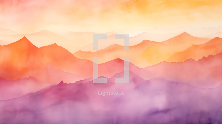 Beautiful sunrise abstract watercolor background. 