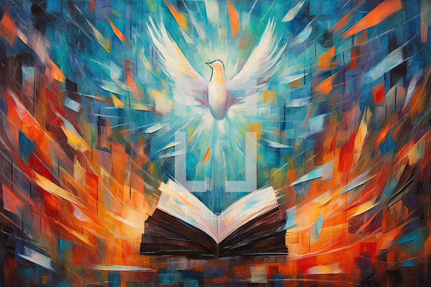 Holy Spirit over a Bible