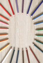 border of colored pencils 