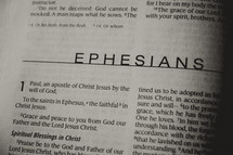 Open Bible in book of Ephesians