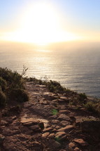 closeup of a stone path along a coastline