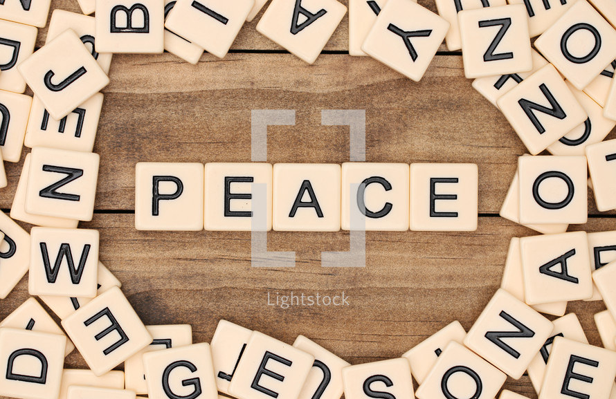 peace in scrabble pieces