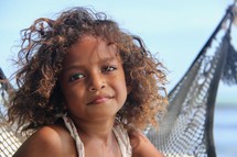 young girl with curly hair 