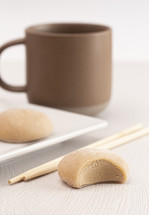 Coffee Flavored Mochi Ice Cream Isolated on a White Background