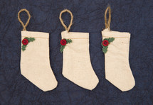 Christmas stockings on blue 