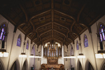 organ pipes in a church