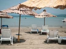 beach umbrellas and chairs