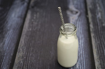 milk in a glass bottle 
