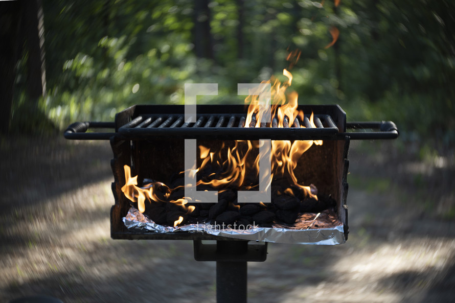 fire in a grill 