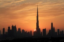 Burj Khalifa in Dubai at sunset