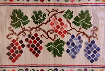 grapes embroidered on linen 