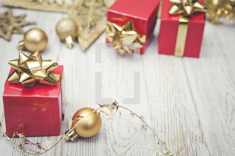 Christmas Gifts Background with Copy Space