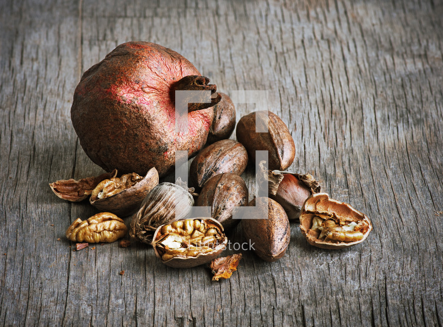 dried pomegranate and pecans