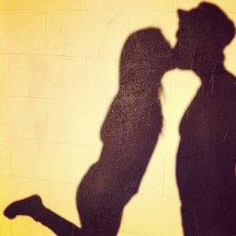 shadow Silhouette of couple kissing