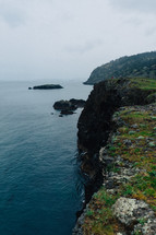sea cliffs along a shore 