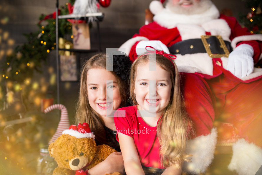 sisters with Santa Claus 