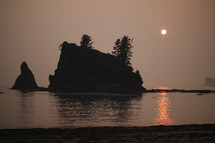 island at sunset 