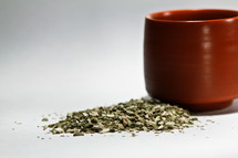 tea leaves and a mug