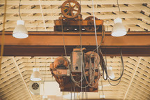 pulley system in the rafters 
