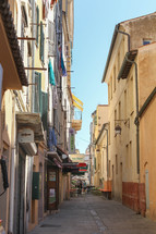 narrow alley between buildings in Europe