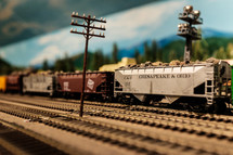 model train on tracks 