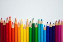 rainbow of colored pencils 
