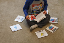 a child reading children's books 