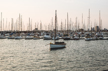 anchored and docked yachts and sailboats 