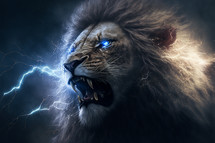 Lion with lightening and glowing eyes