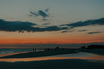 a beach at sunset 