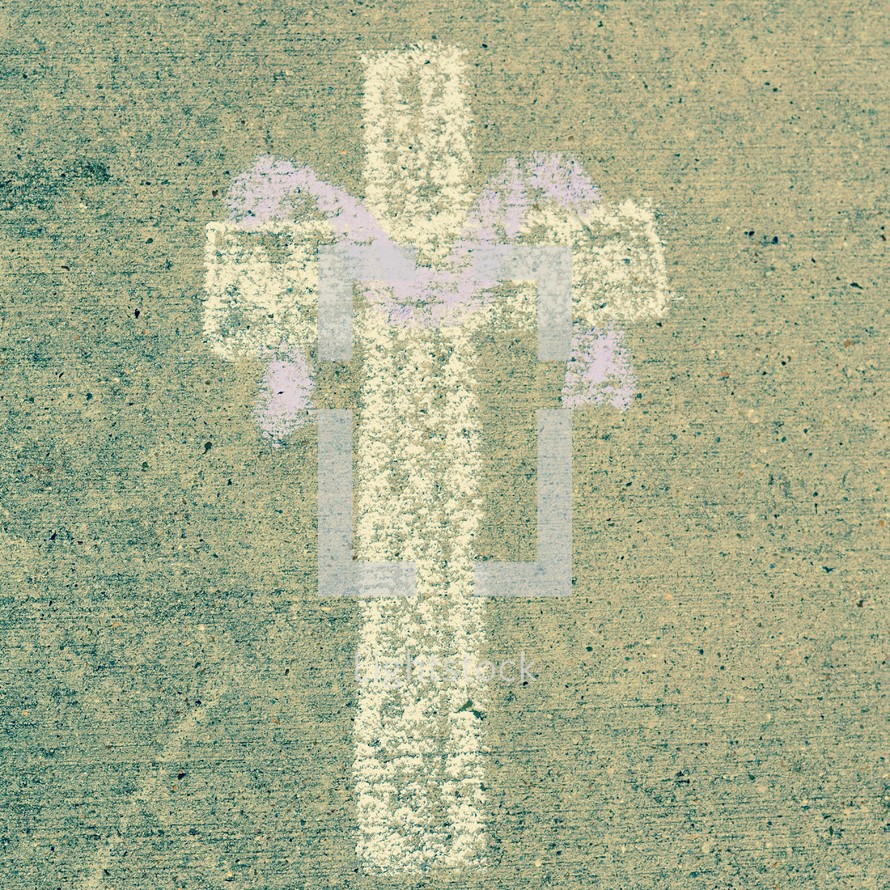 Lent Cross in sidewalk chalk 