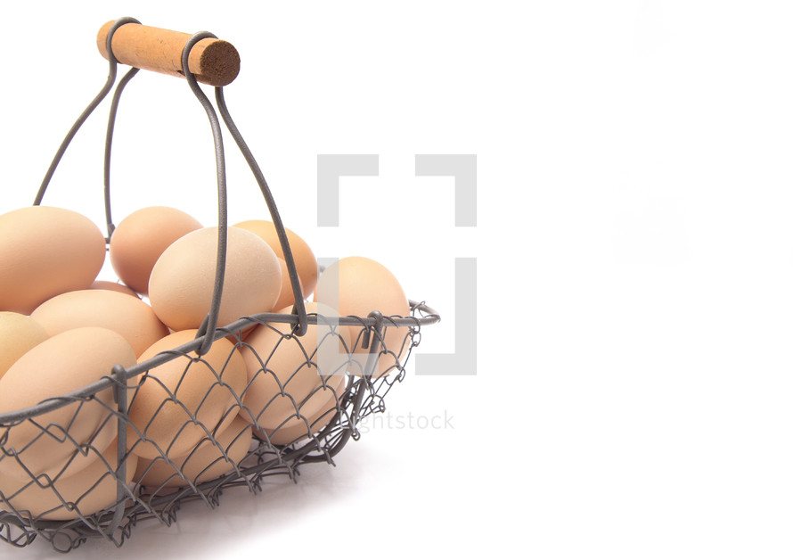 eggs in a wire basket 