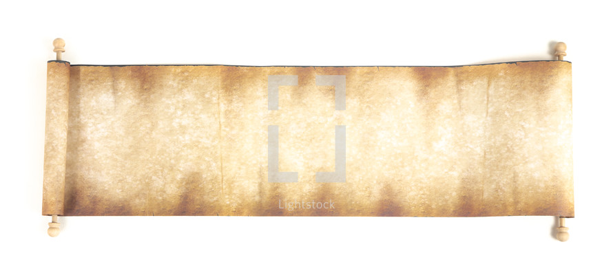 Blank Distressed Scroll with Room to Add Text on a white background 