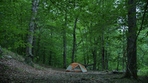 tent in the woods 