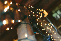 Christmas lights around the rafters